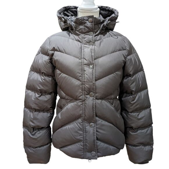 J.Crew Women's Dark Brown Full Zip Puffer Hooded Jacket Fleece Lining Size S - Picture 1 of 13
